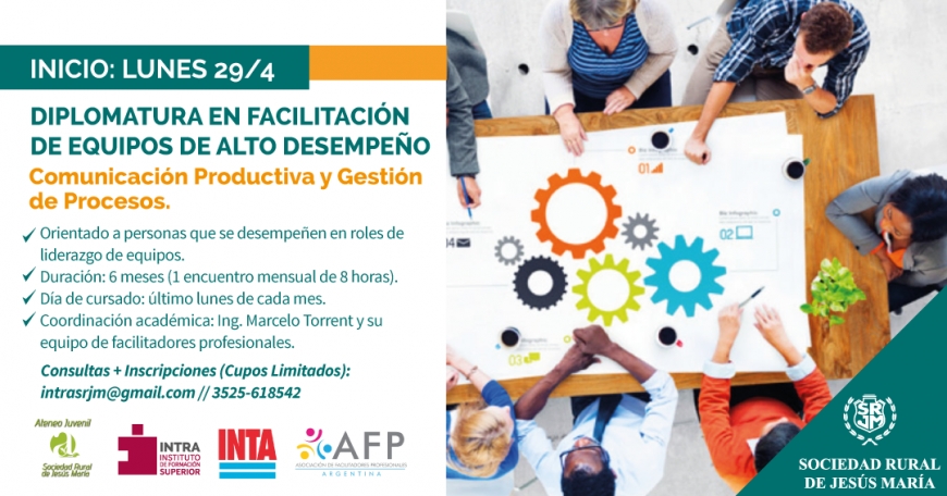 Llega a la SRJM la diplomatura en “Facilitación de equipos de alto desempeño” Llega a la SRJM la diplomatura en “Facilitación de equipos de alto desempeño”